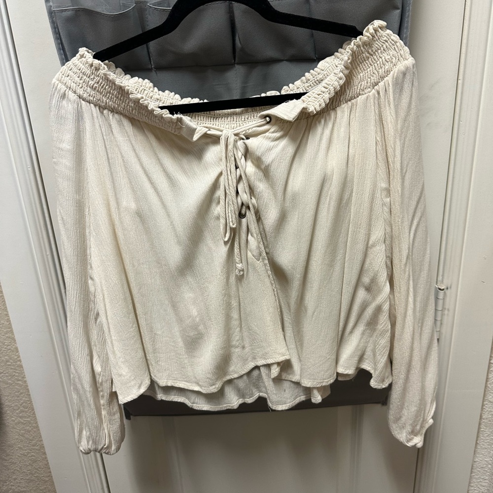 Beige off the shoulder top